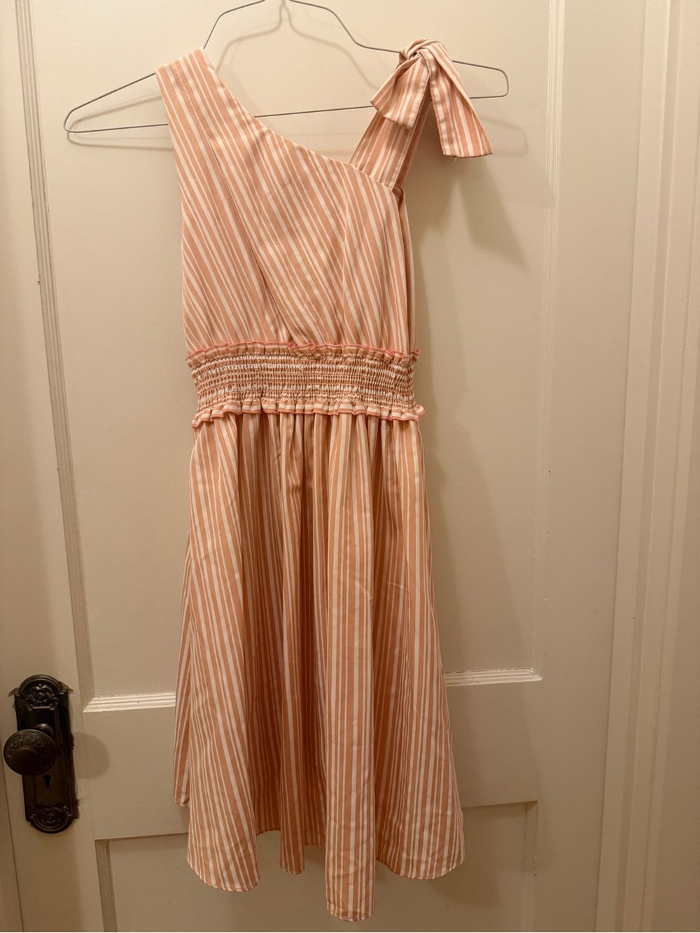 Habitual Girls Stripe Assymetric High Low One Shoulder Peach Dress